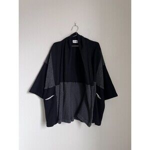 Atelier Delphine Haori Coat Patched Boa in Black/Gray Size XS